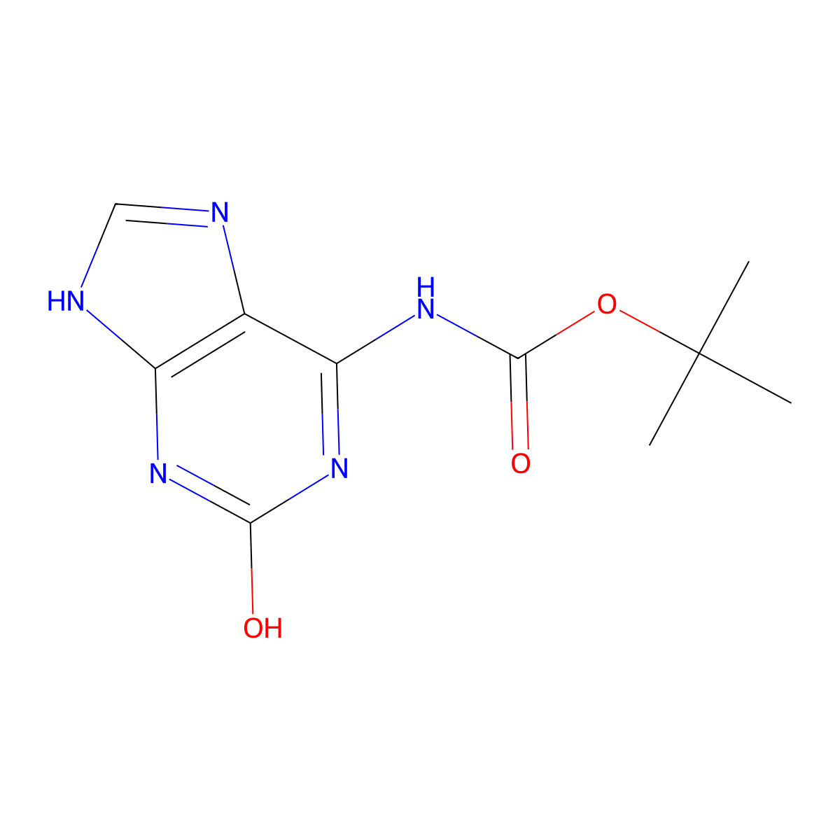 tert-butyl N-(2-hydroxy-9H-purin-6-yl)carbamate molecular structure, CAS 2920118-51-8