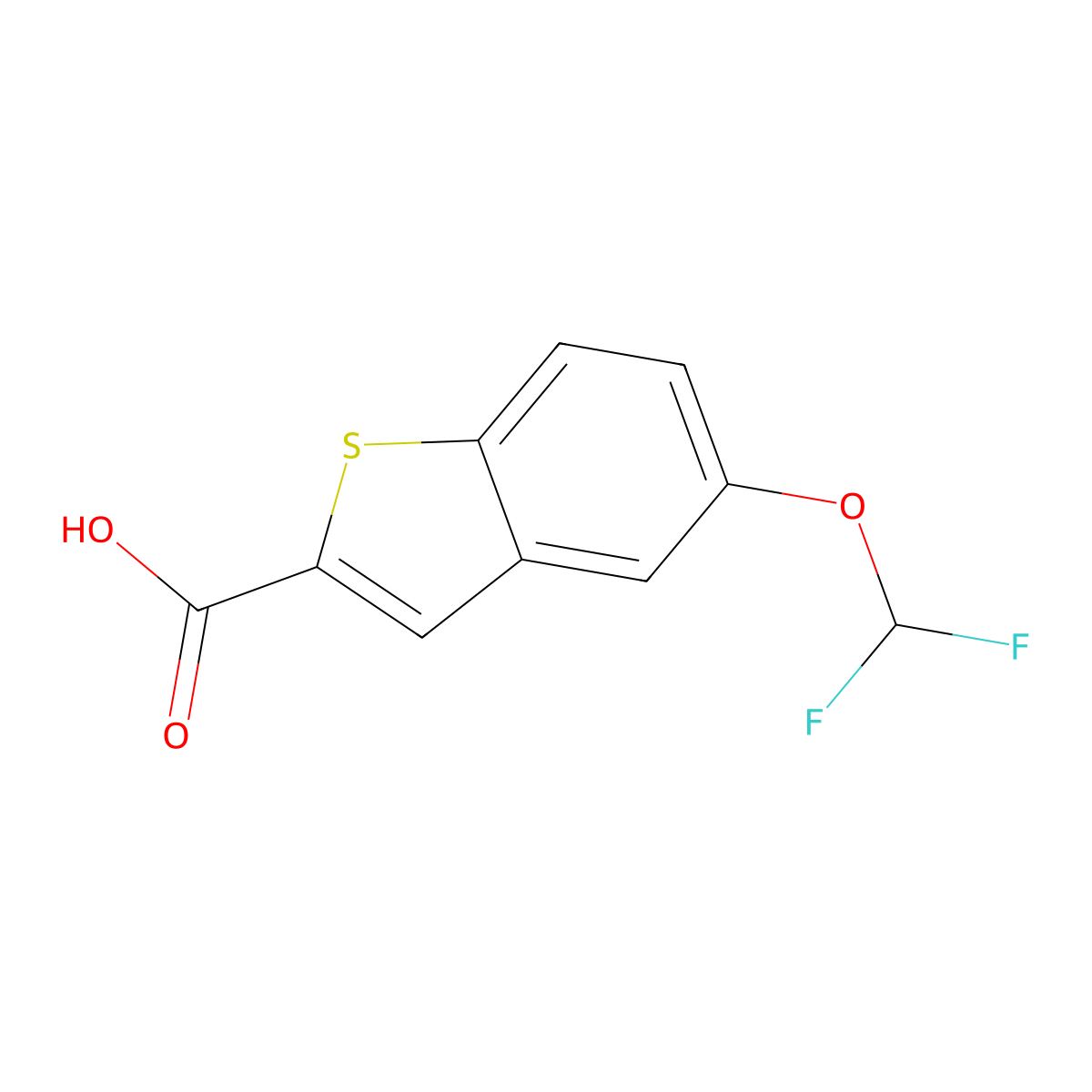 5-(Difluoromethoxy)-1-benzothiophene-2-carboxylic acid molecular structure, CAS 2920118-62-1