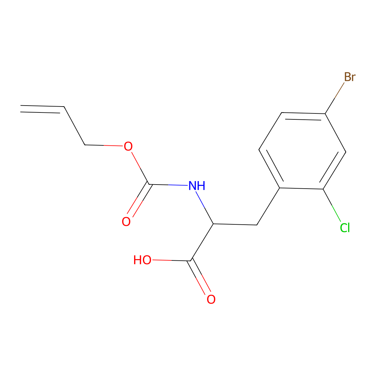 3-(4-Bromo-2-chlorophenyl)-2-{[(prop-2-en-1-yloxy)carbonyl]amino}propanoic acid molecular structure, CAS 2920127-26-8