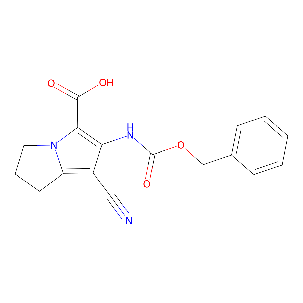 6-{[(benzyloxy)carbonyl]amino}-7-cyano-2,3-dihydro-1H-pyrrolizine-5-carboxylic acid molecular structure, CAS 2920127-60-0