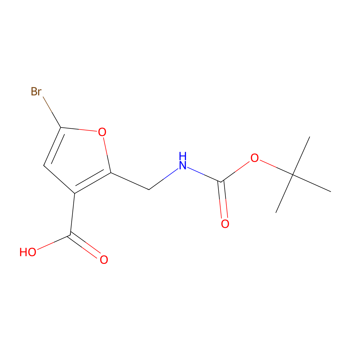 5-Bromo-2-({[(tert-butoxy)carbonyl]amino}methyl)furan-3-carboxylic acid molecular structure, CAS 2920127-64-4