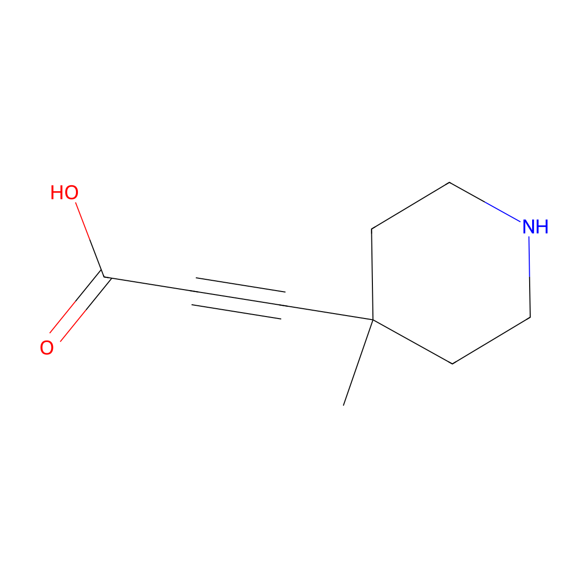 3-(4-Methylpiperidin-4-yl)prop-2-ynoic acid molecular structure, CAS 2920127-98-4
