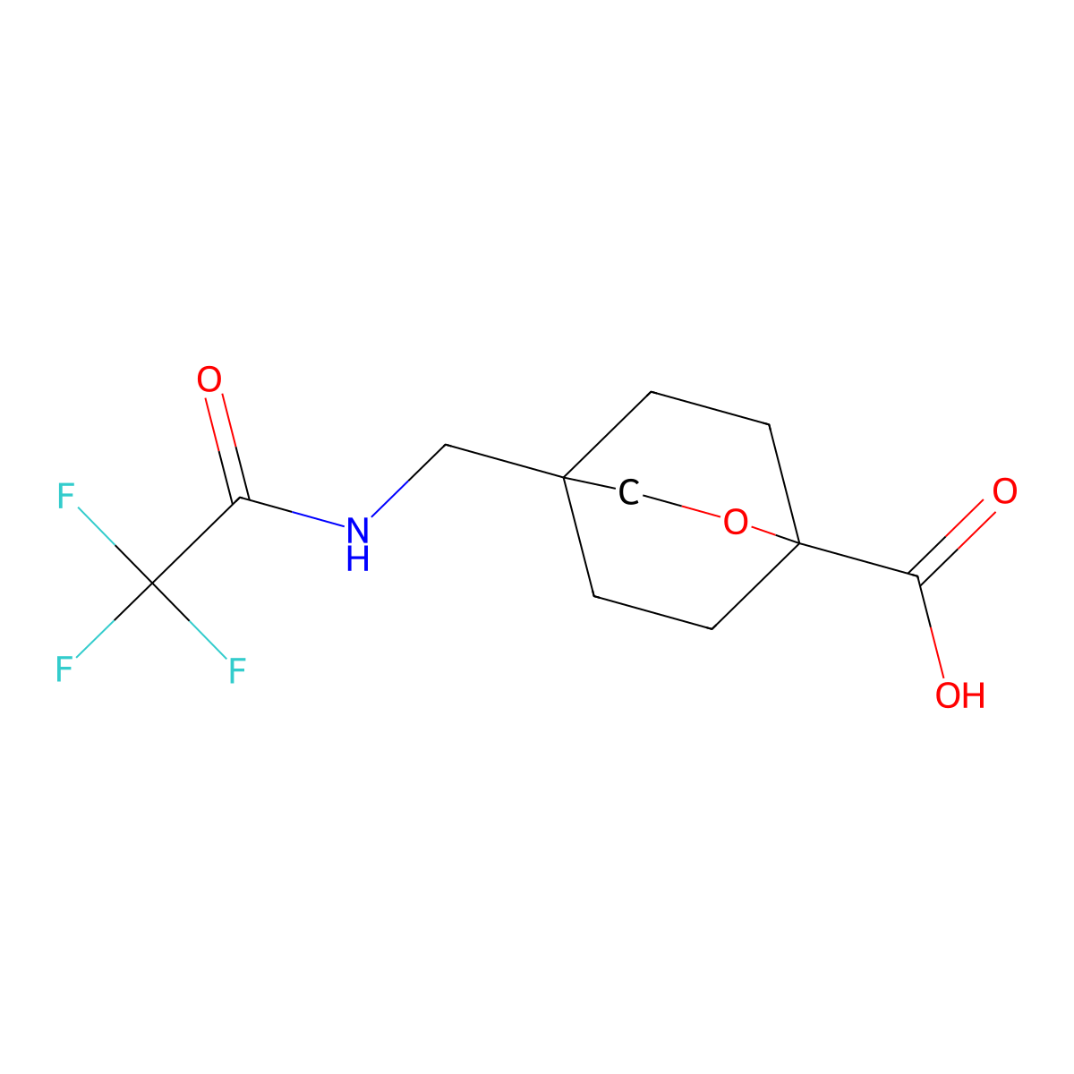 4-[(2,2,2-Trifluoroacetamido)methyl]-2-oxabicyclo[2.2.2]octane-1-carboxylic acid molecular structure, CAS 2920128-20-5