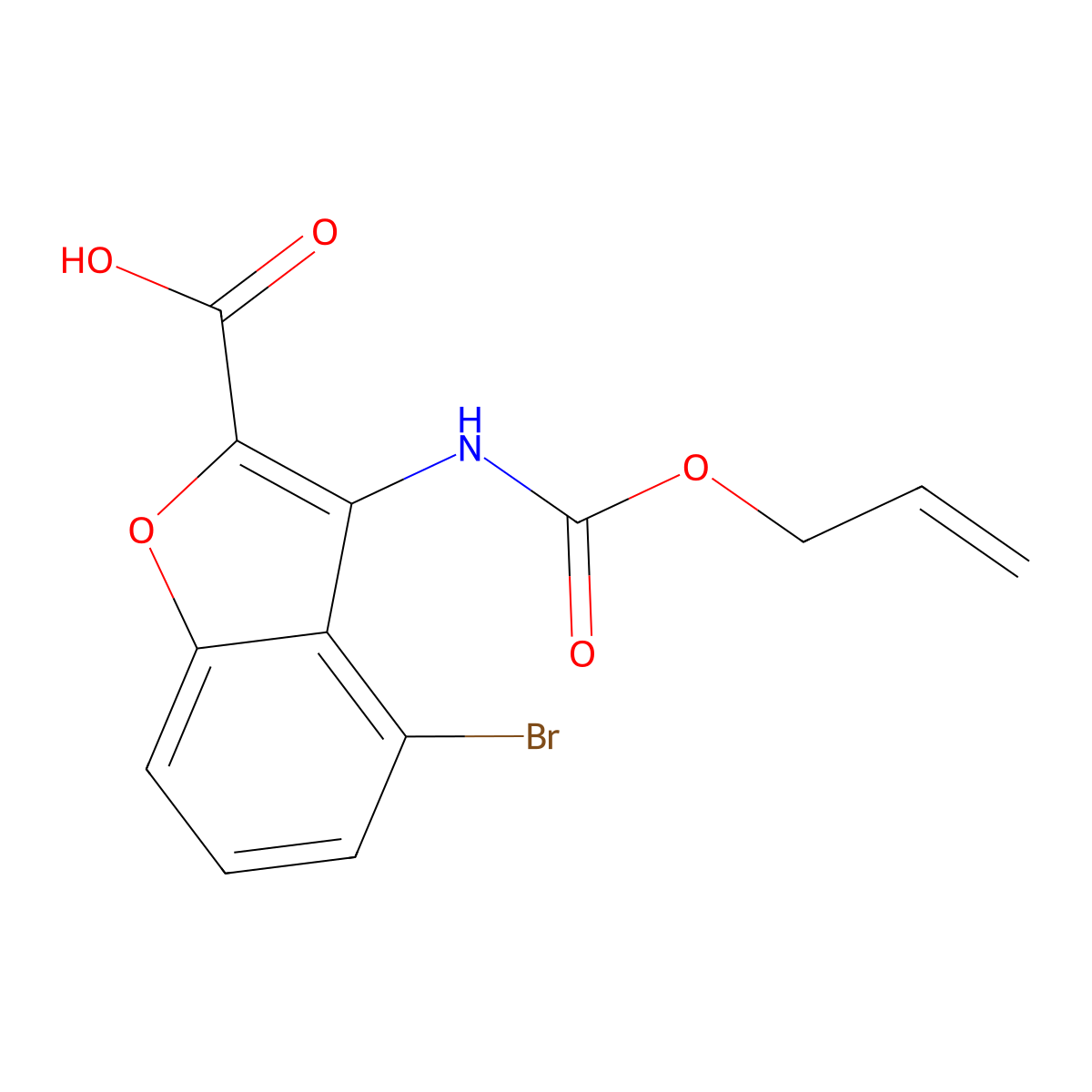 4-Bromo-3-{[(prop-2-en-1-yloxy)carbonyl]amino}-1-benzofuran-2-carboxylic acid molecular structure, CAS 2920130-45-4