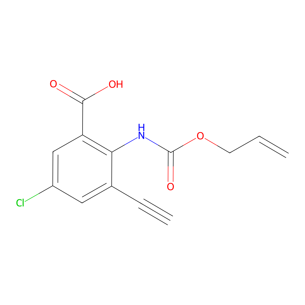 5-Chloro-3-ethynyl-2-{[(prop-2-en-1-yloxy)carbonyl]amino}benzoic acid molecular structure, CAS 2920130-63-6