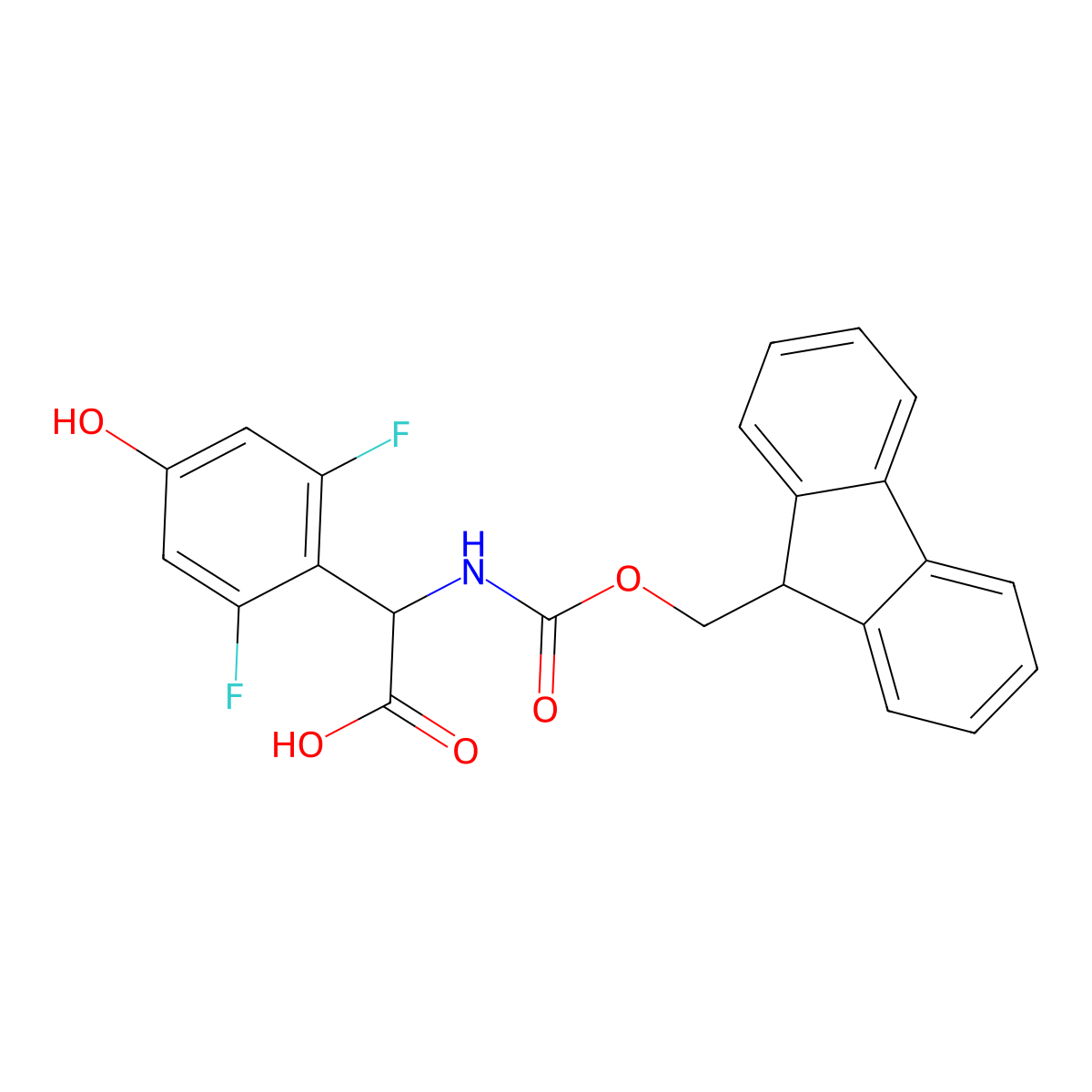 2-(2,6-difluoro-4-hydroxyphenyl)-2-({[(9H-fluoren-9-yl)methoxy]carbonyl}amino)acetic acid molecular structure, CAS 2920130-71-6