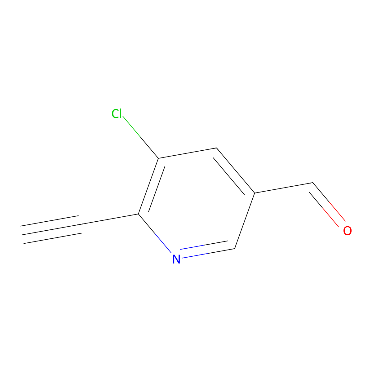 5-Chloro-6-ethynylpyridine-3-carbaldehyde molecular structure, CAS 2920131-20-8