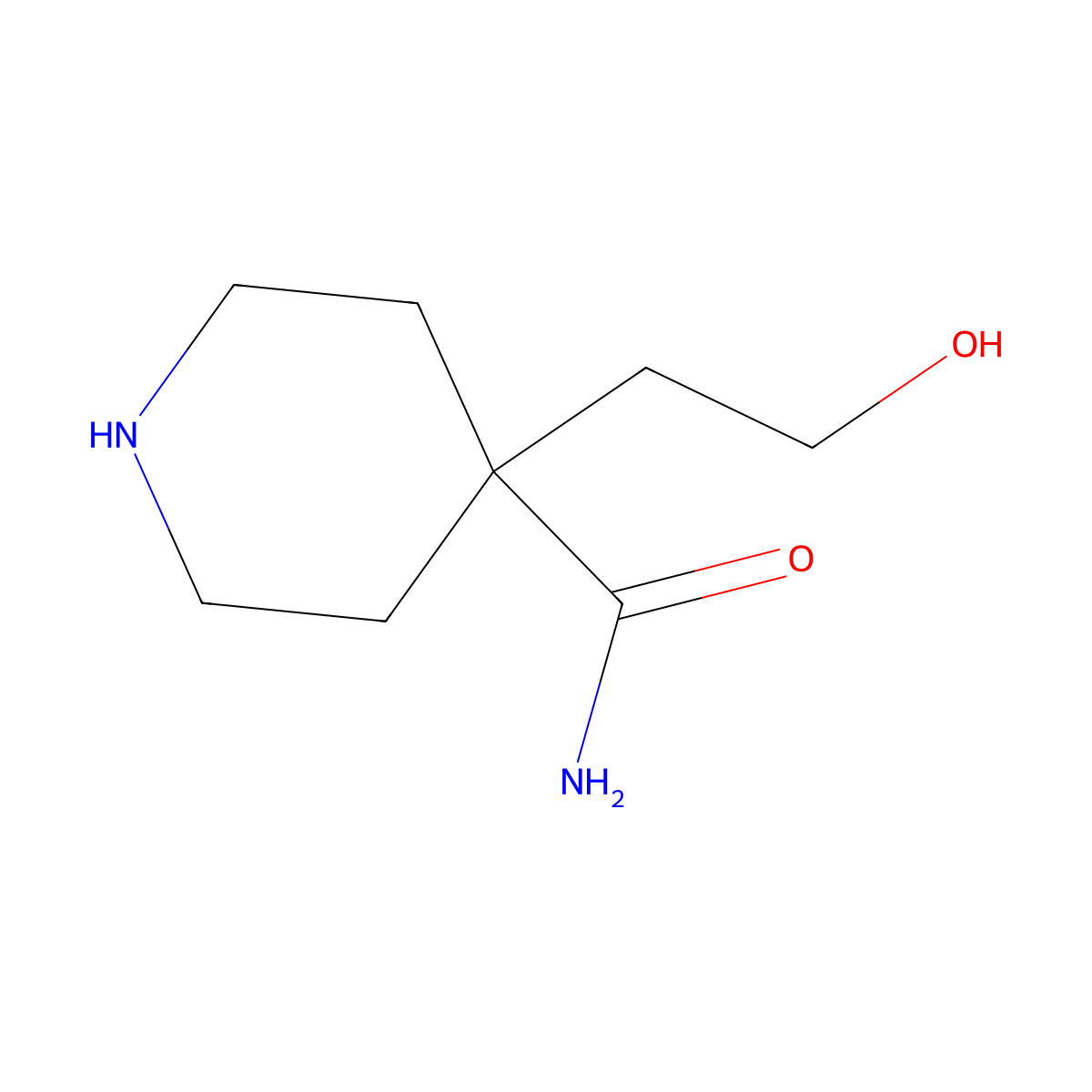 4-(2-Hydroxyethyl)piperidine-4-carboxamide molecular structure, CAS 2920131-27-5