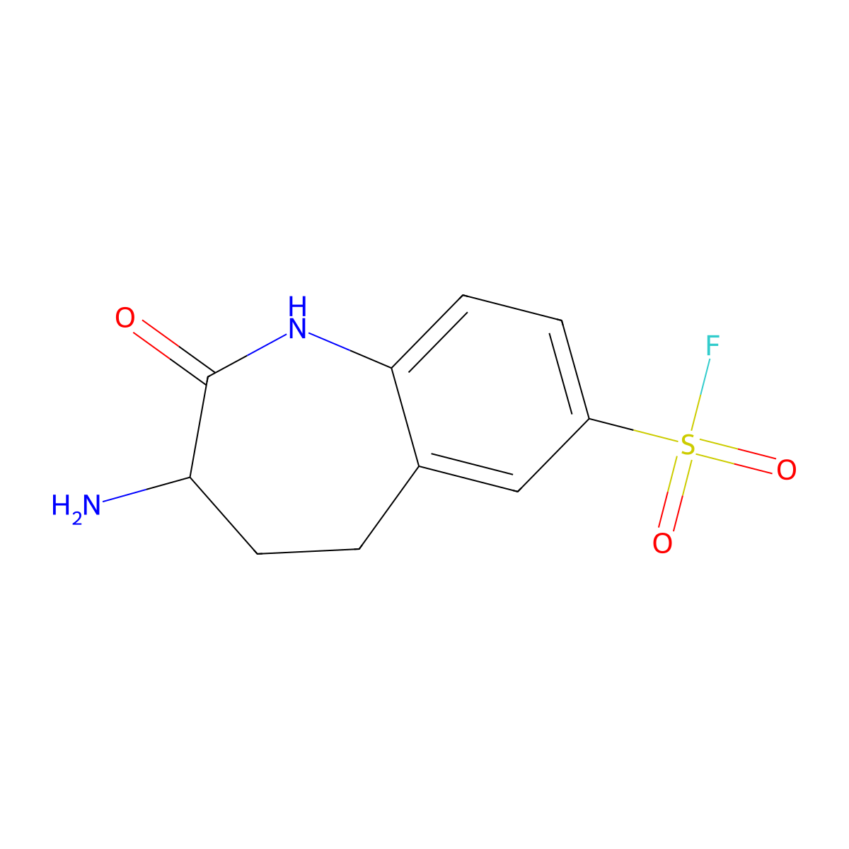 3-amino-2-oxo-2,3,4,5-tetrahydro-1H-1-benzazepine-7-sulfonyl fluoride molecular structure, CAS 2920131-48-0