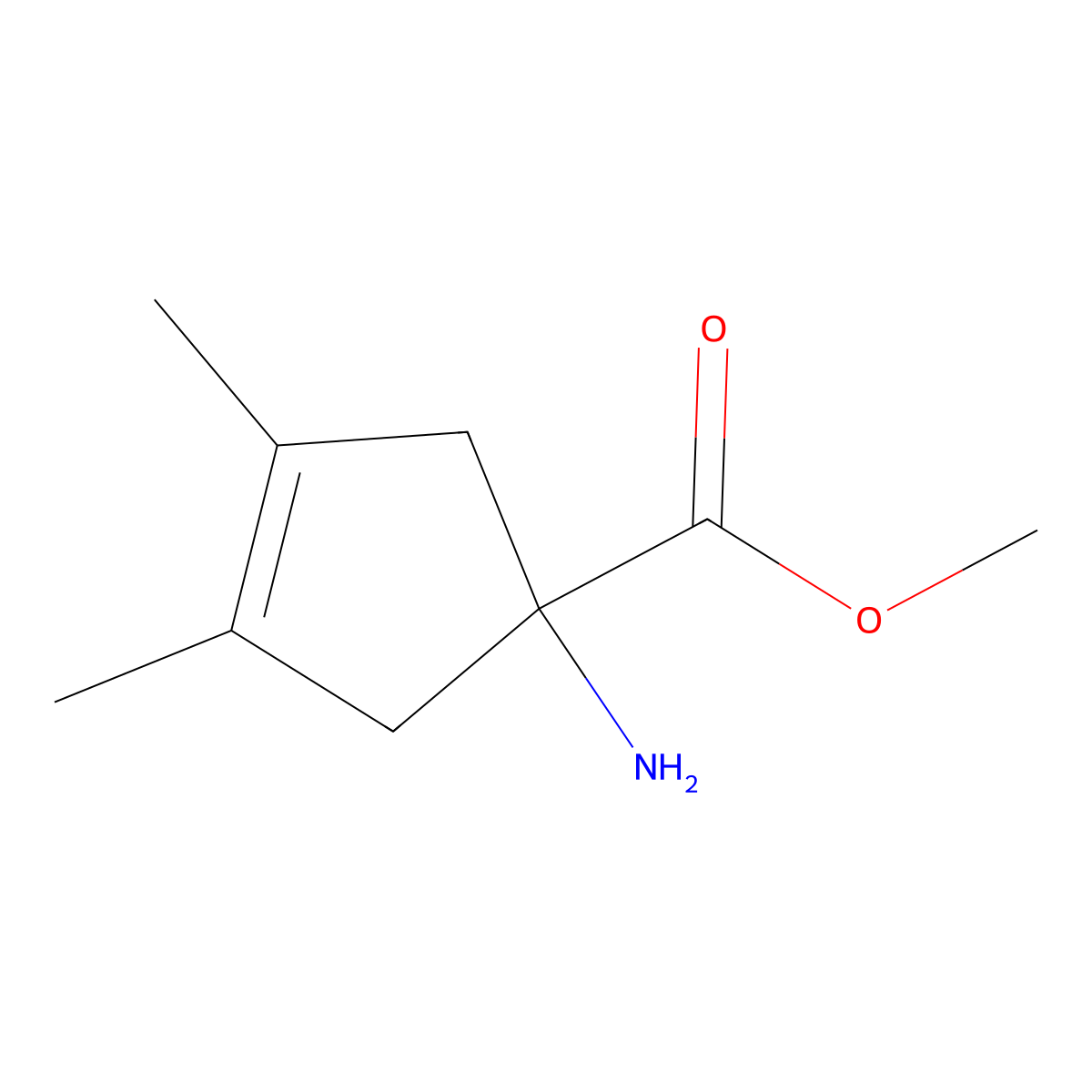 Methyl 1-amino-3,4-dimethylcyclopent-3-ene-1-carboxylate molecular structure, CAS 2920132-60-9