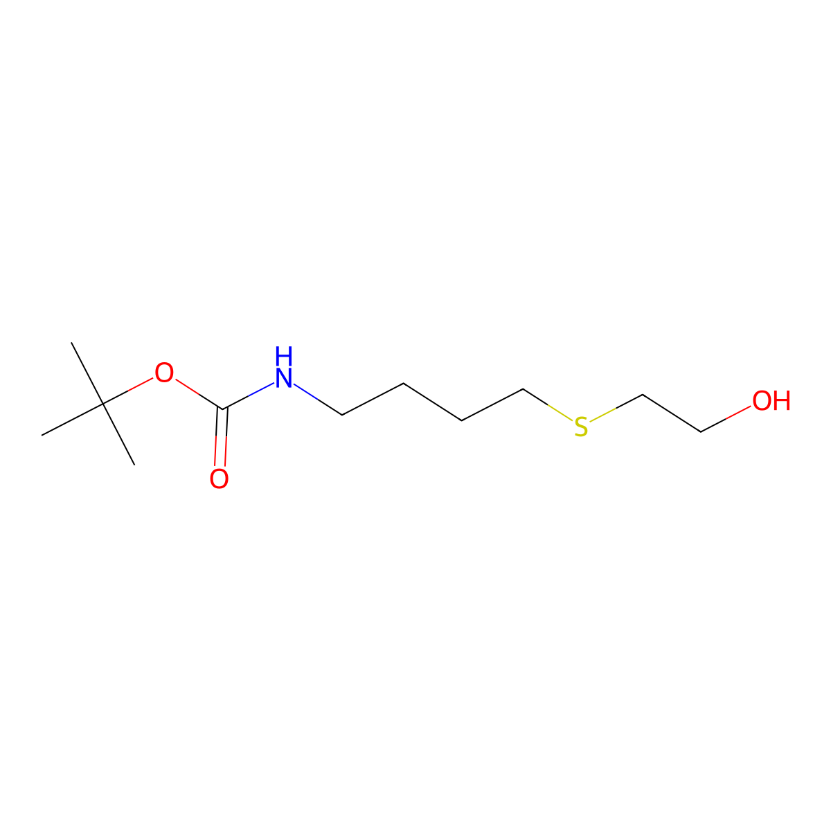 tert-butyl N-{4-[(2-hydroxyethyl)sulfanyl]butyl}carbamate molecular structure, CAS 2920132-64-3