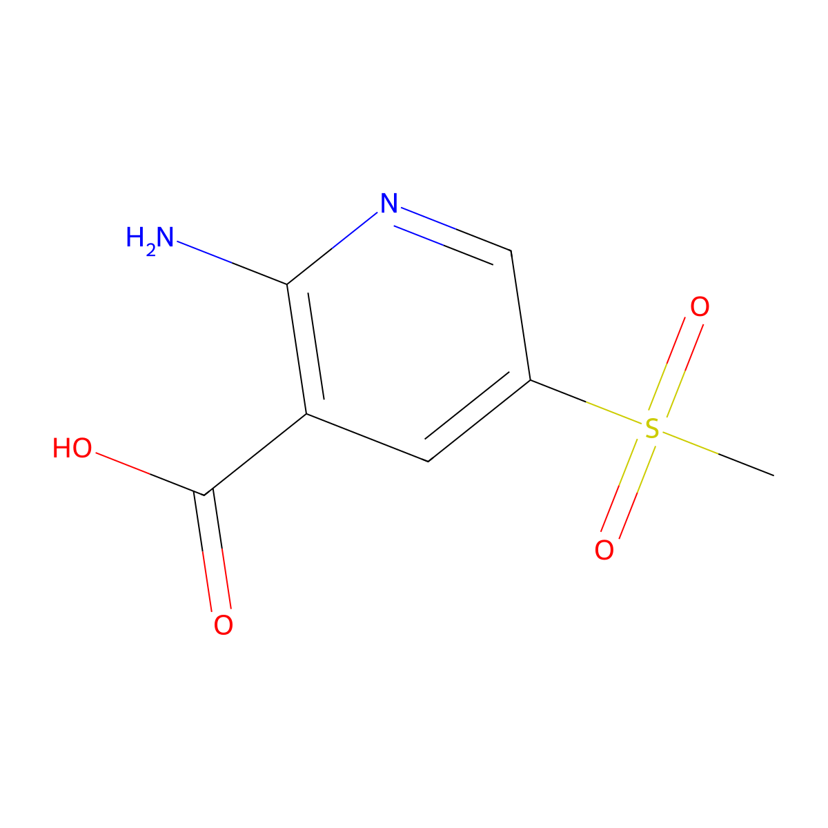 2-Amino-5-methanesulfonylpyridine-3-carboxylic acid molecular structure, CAS 2920132-96-1