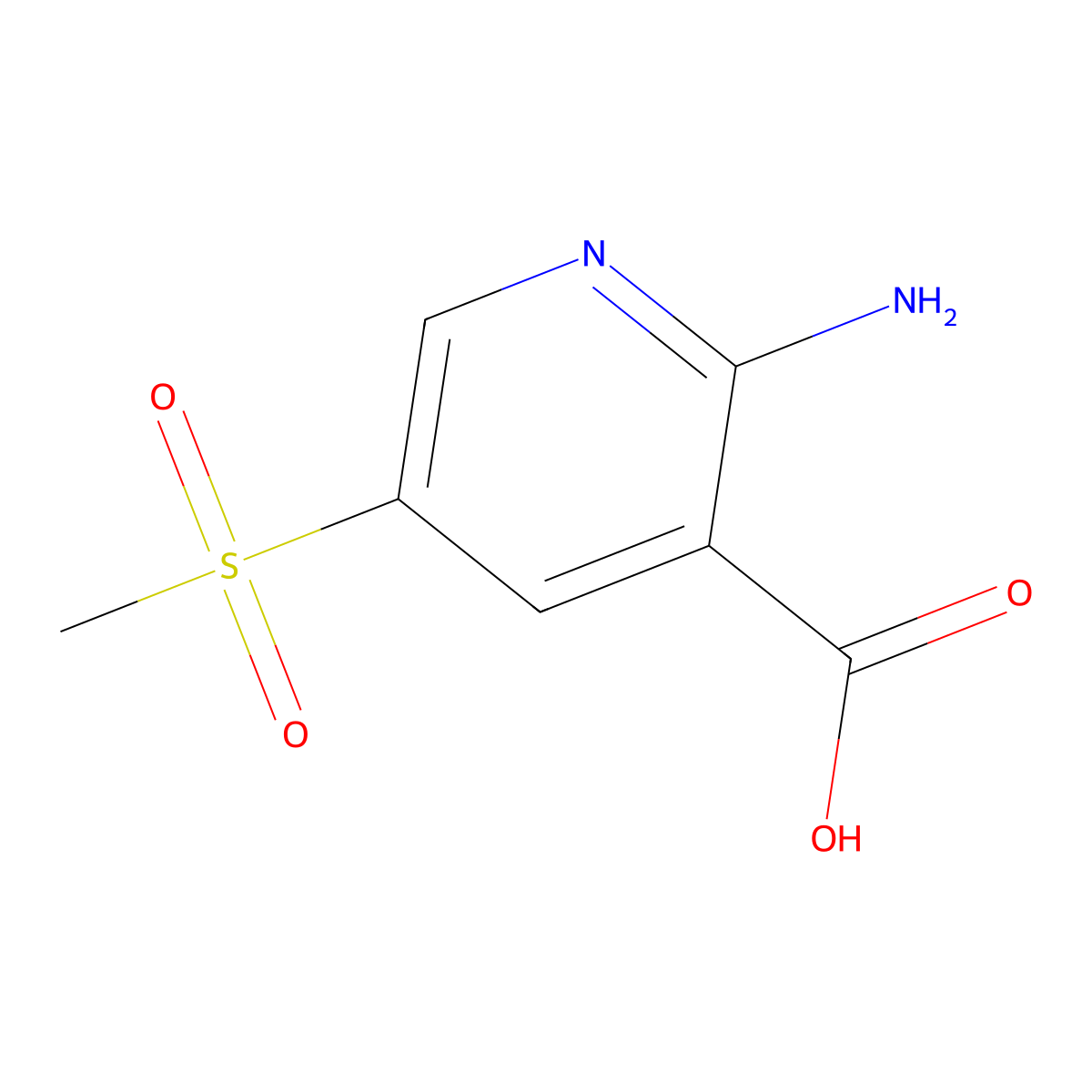 2-Amino-5-methanesulfonylpyridine-3-carboxylic acid molecular structure, CAS 2920132-96-1