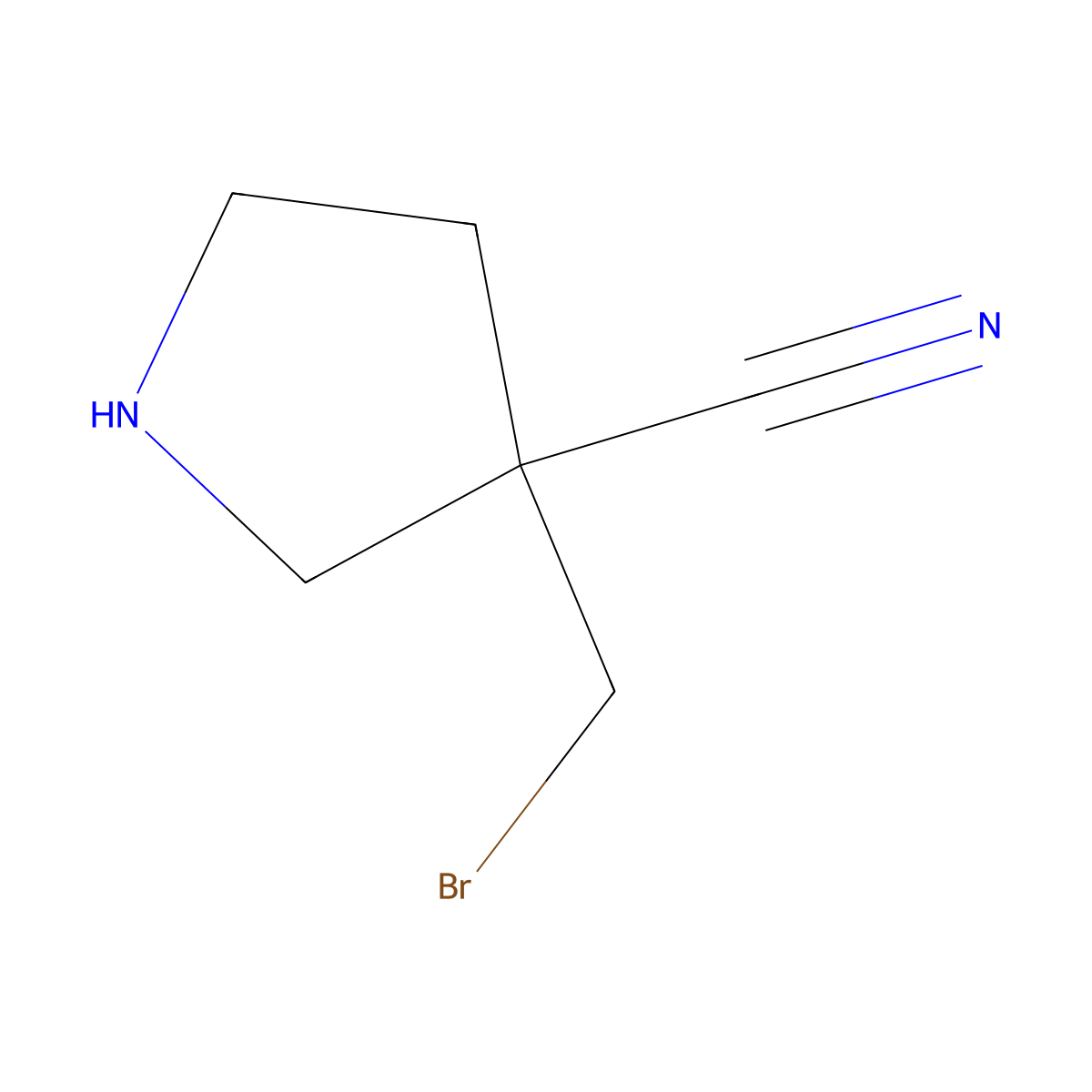 3-(Bromomethyl)pyrrolidine-3-carbonitrile molecular structure, CAS 2920133-41-9