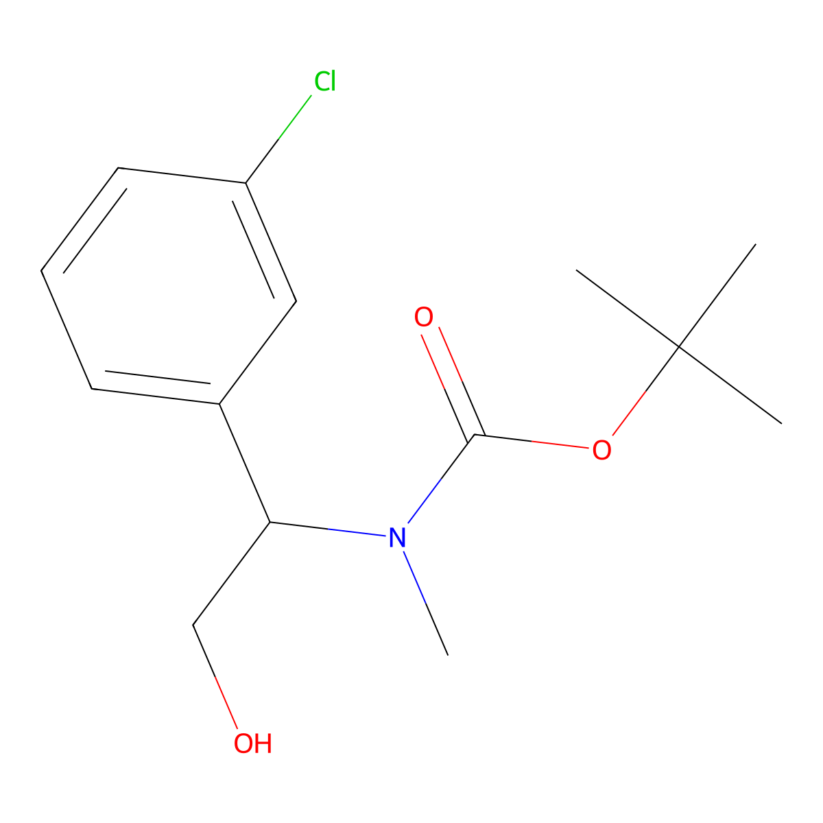 tert-butyl N-[1-(3-chlorophenyl)-2-hydroxyethyl]-N-methylcarbamate molecular structure, CAS 2920133-60-2