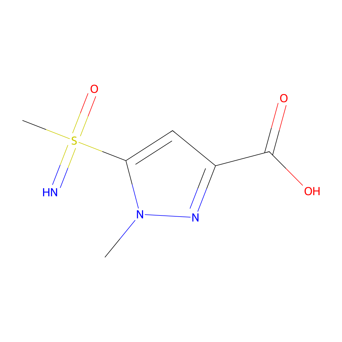 5-[imino(methyl)oxo-lambda6-sulfanyl]-1-methyl-1H-pyrazole-3-carboxylic acid molecular structure, CAS 2920133-85-1