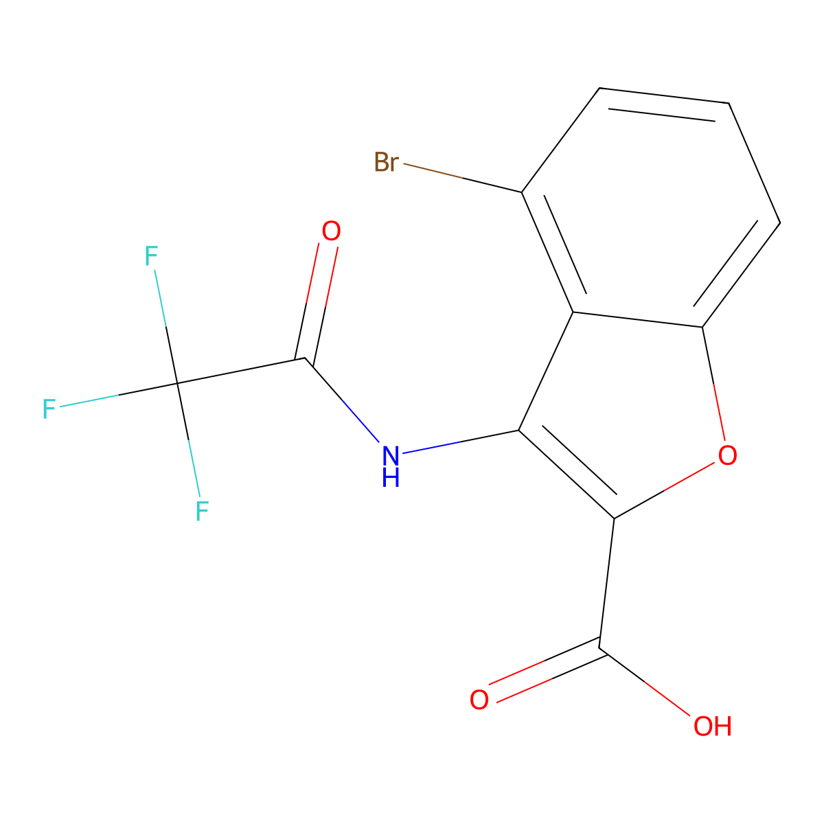 4-Bromo-3-(2,2,2-trifluoroacetamido)-1-benzofuran-2-carboxylic acid molecular structure, CAS 2920134-06-9