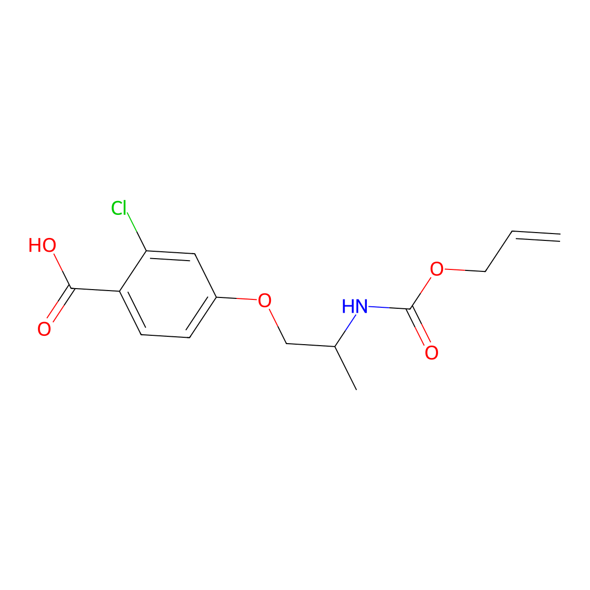 2-Chloro-4-(2-{[(prop-2-en-1-yloxy)carbonyl]amino}propoxy)benzoic acid molecular structure, CAS 2920134-17-2