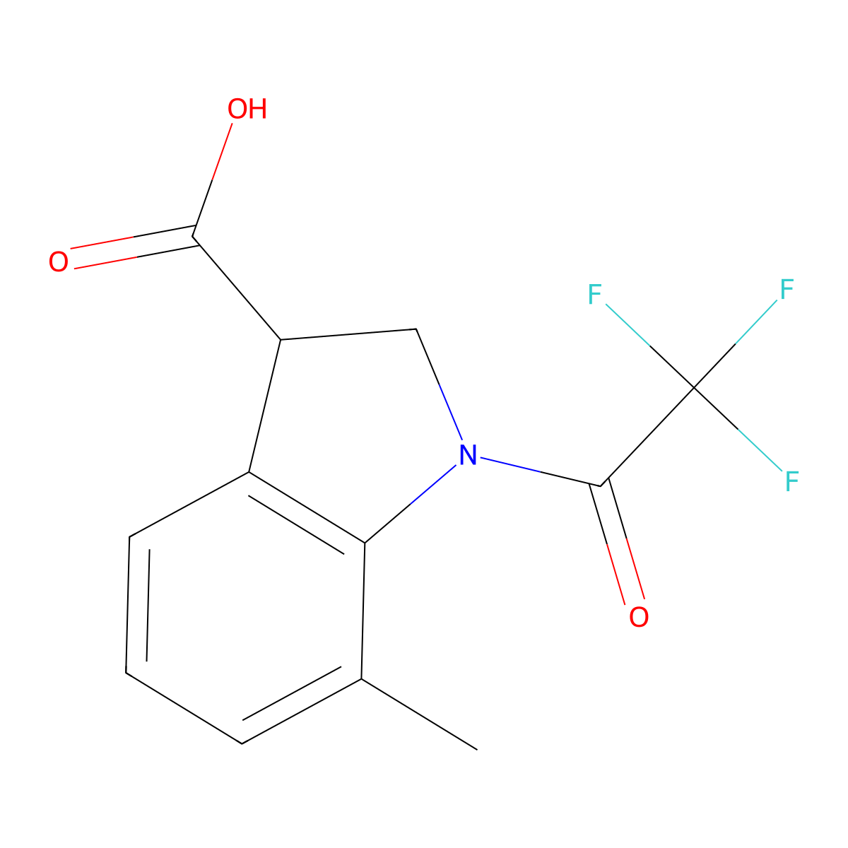 7-methyl-1-(2,2,2-trifluoroacetyl)-2,3-dihydro-1H-indole-3-carboxylic acid molecular structure, CAS 2920134-19-4