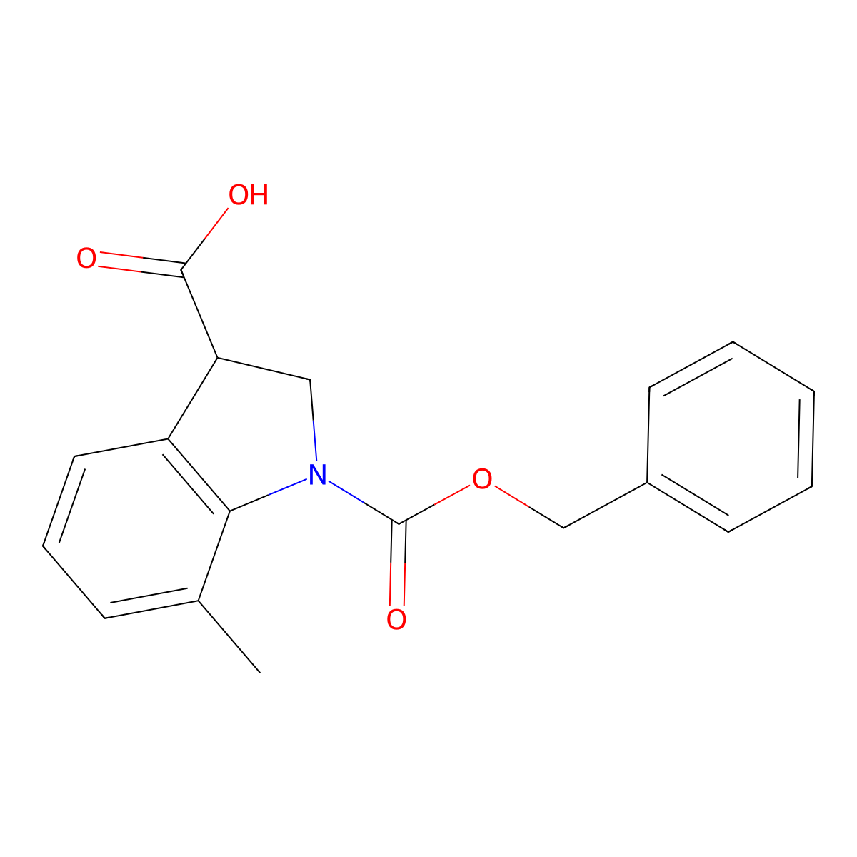 1-[(benzyloxy)carbonyl]-7-methyl-2,3-dihydro-1H-indole-3-carboxylic acid molecular structure, CAS 2920134-24-1
