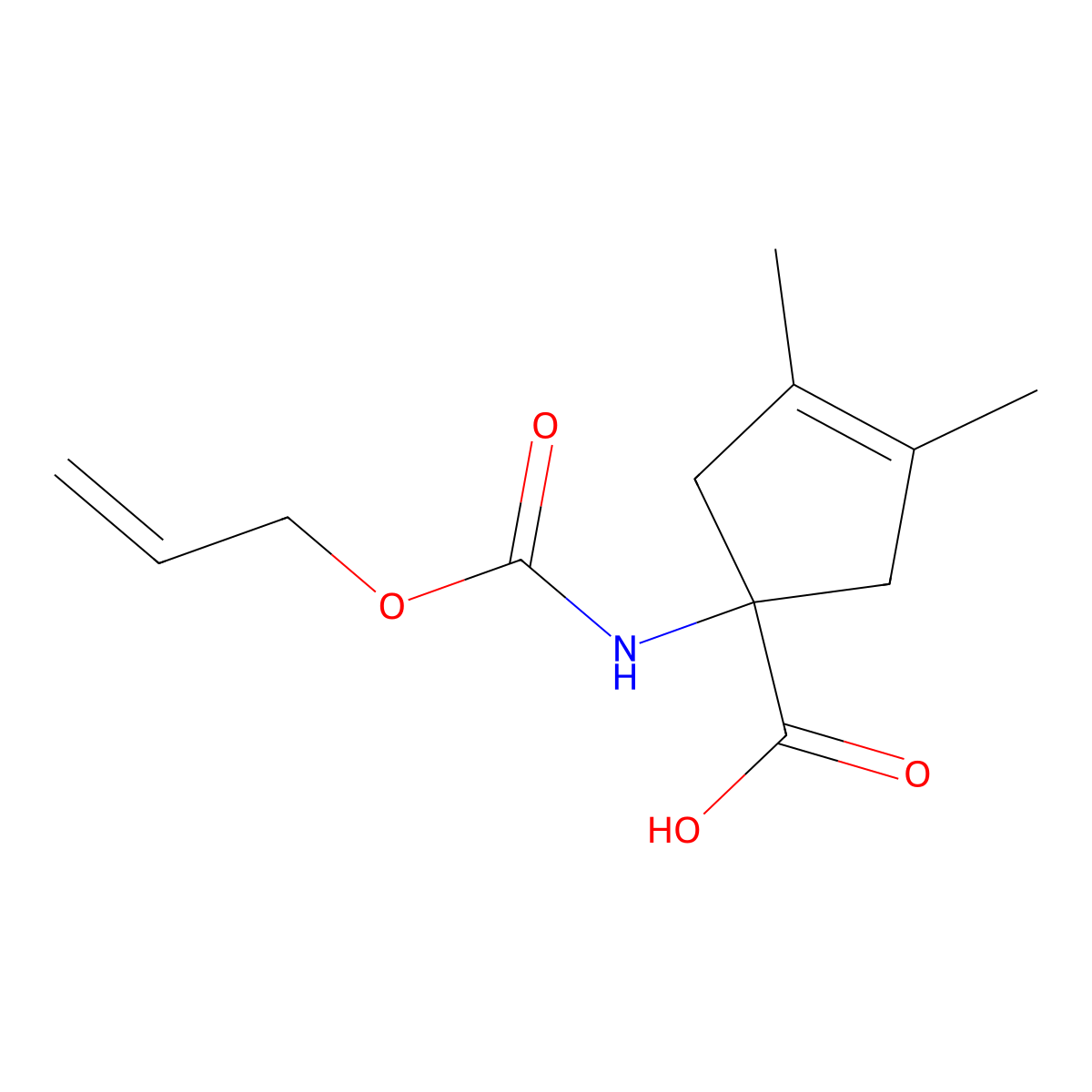 3,4-Dimethyl-1-{[(prop-2-en-1-yloxy)carbonyl]amino}cyclopent-3-ene-1-carboxylic acid molecular structure, CAS 2920134-26-3