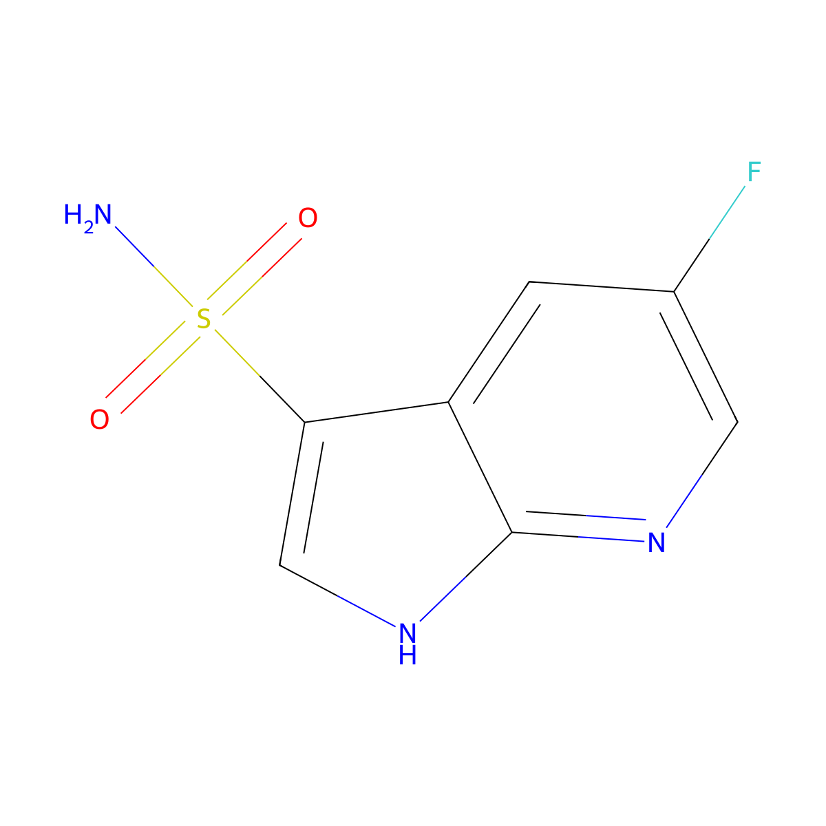 5-fluoro-1H-pyrrolo[2,3-b]pyridine-3-sulfonamide molecular structure, CAS 2920134-28-5