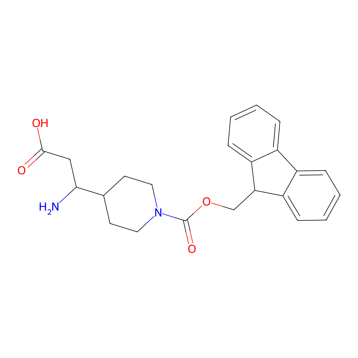 3-amino-3-(1-{[(9H-fluoren-9-yl)methoxy]carbonyl}piperidin-4-yl)propanoic acid molecular structure, CAS 2920134-47-8