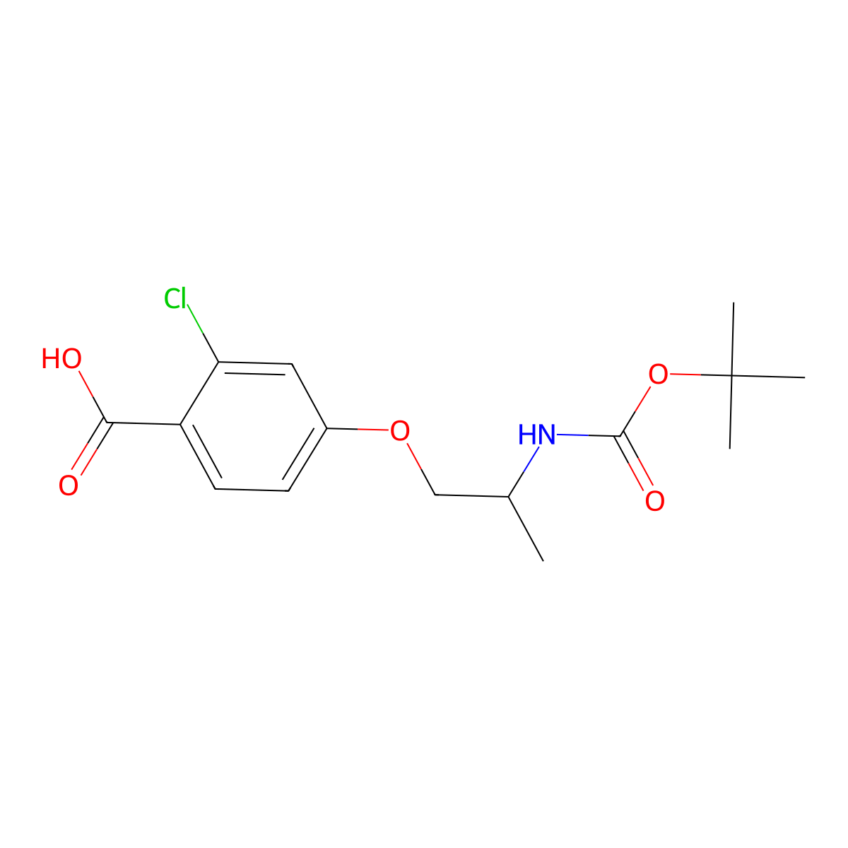 4-(2-{[(Tert-butoxy)carbonyl]amino}propoxy)-2-chlorobenzoic acid molecular structure, CAS 2920134-54-7