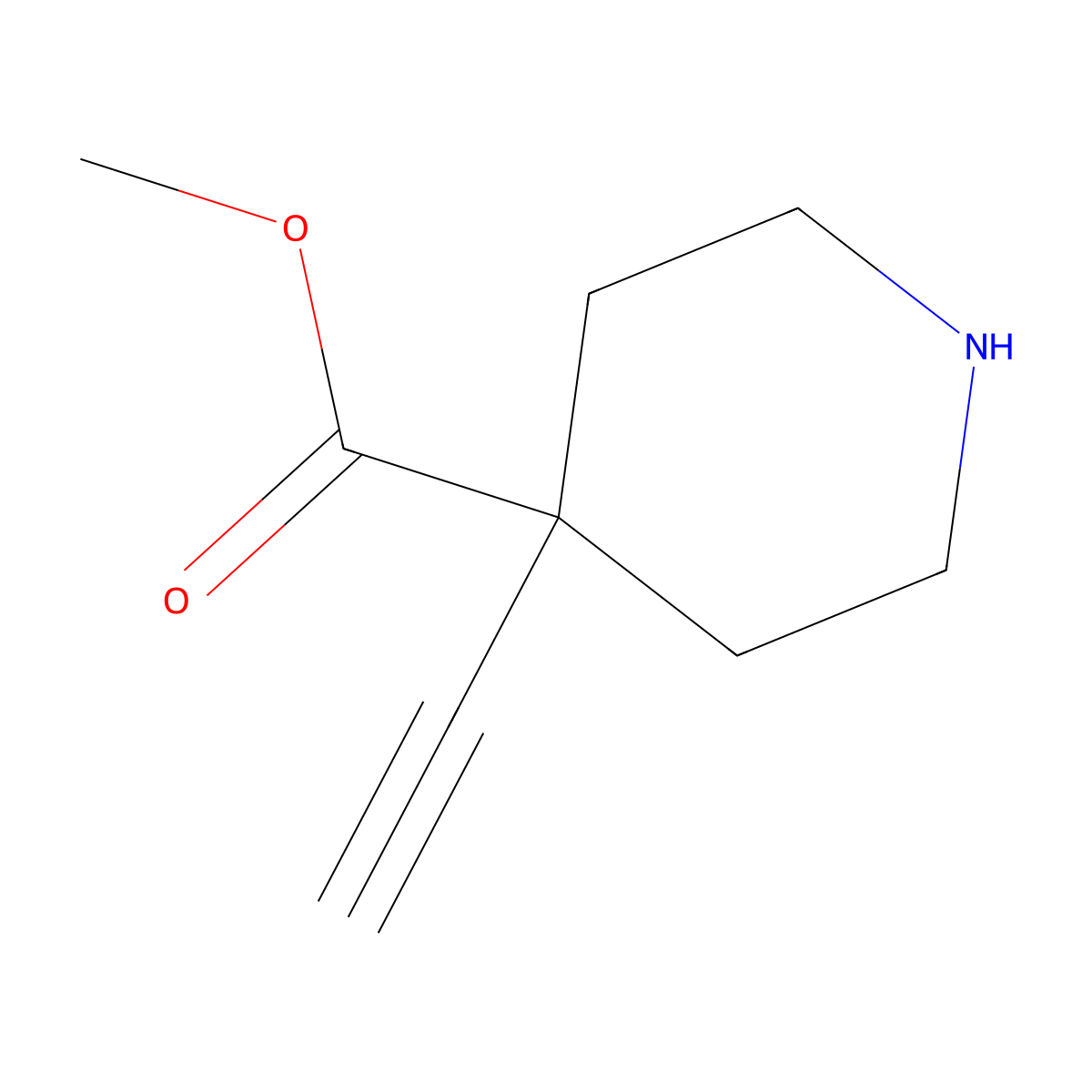 Methyl 4-ethynylpiperidine-4-carboxylate molecular structure, CAS 2920134-89-8