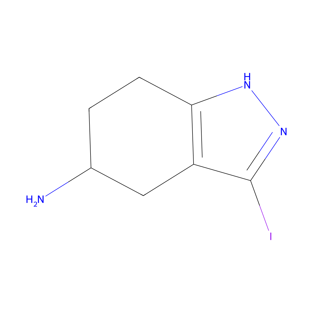 3-iodo-4,5,6,7-tetrahydro-1H-indazol-5-amine molecular structure, CAS 2920135-02-8