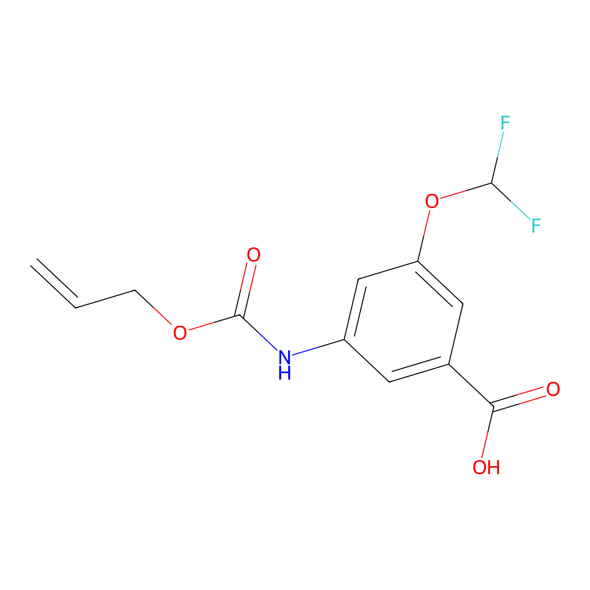 3-(Difluoromethoxy)-5-{[(prop-2-en-1-yloxy)carbonyl]amino}benzoic acid molecular structure, CAS 2920135-21-1
