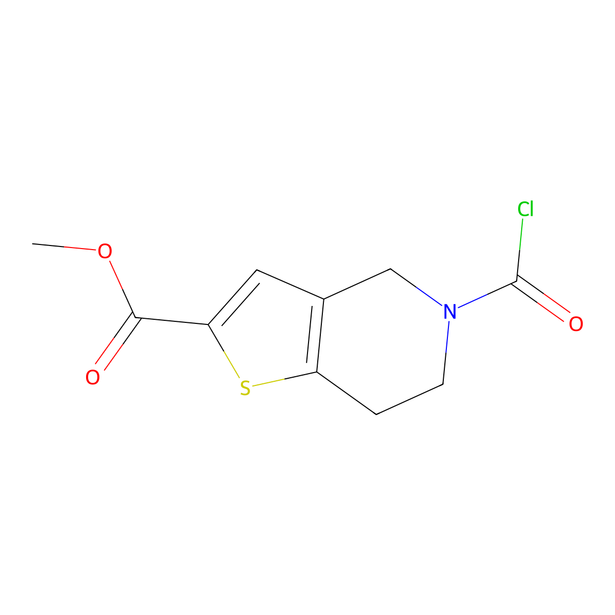 methyl 5-(carbonochloridoyl)-4H,5H,6H,7H-thieno[3,2-c]pyridine-2-carboxylate molecular structure, CAS 2920135-77-7