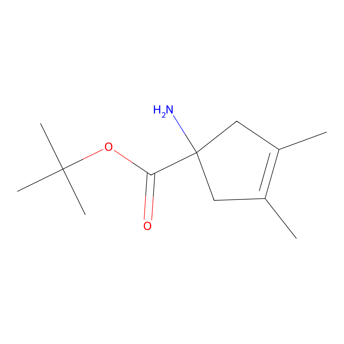 Tert-butyl 1-amino-3,4-dimethylcyclopent-3-ene-1-carboxylate molecular structure, CAS 2920135-78-8