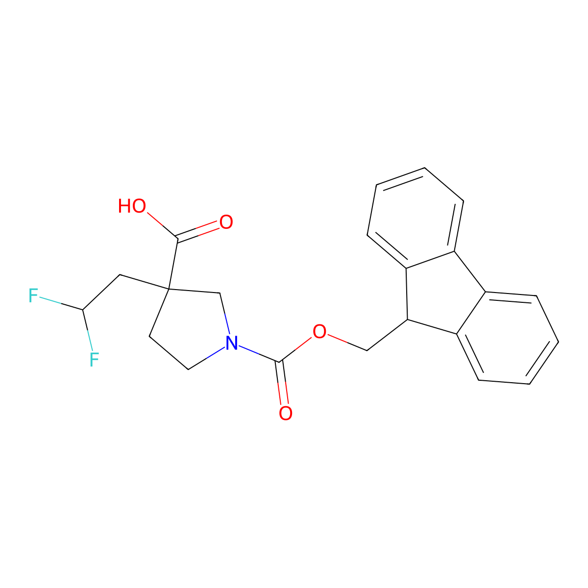 3-(2,2-difluoroethyl)-1-{[(9H-fluoren-9-yl)methoxy]carbonyl}pyrrolidine-3-carboxylic acid molecular structure, CAS 2920135-91-5