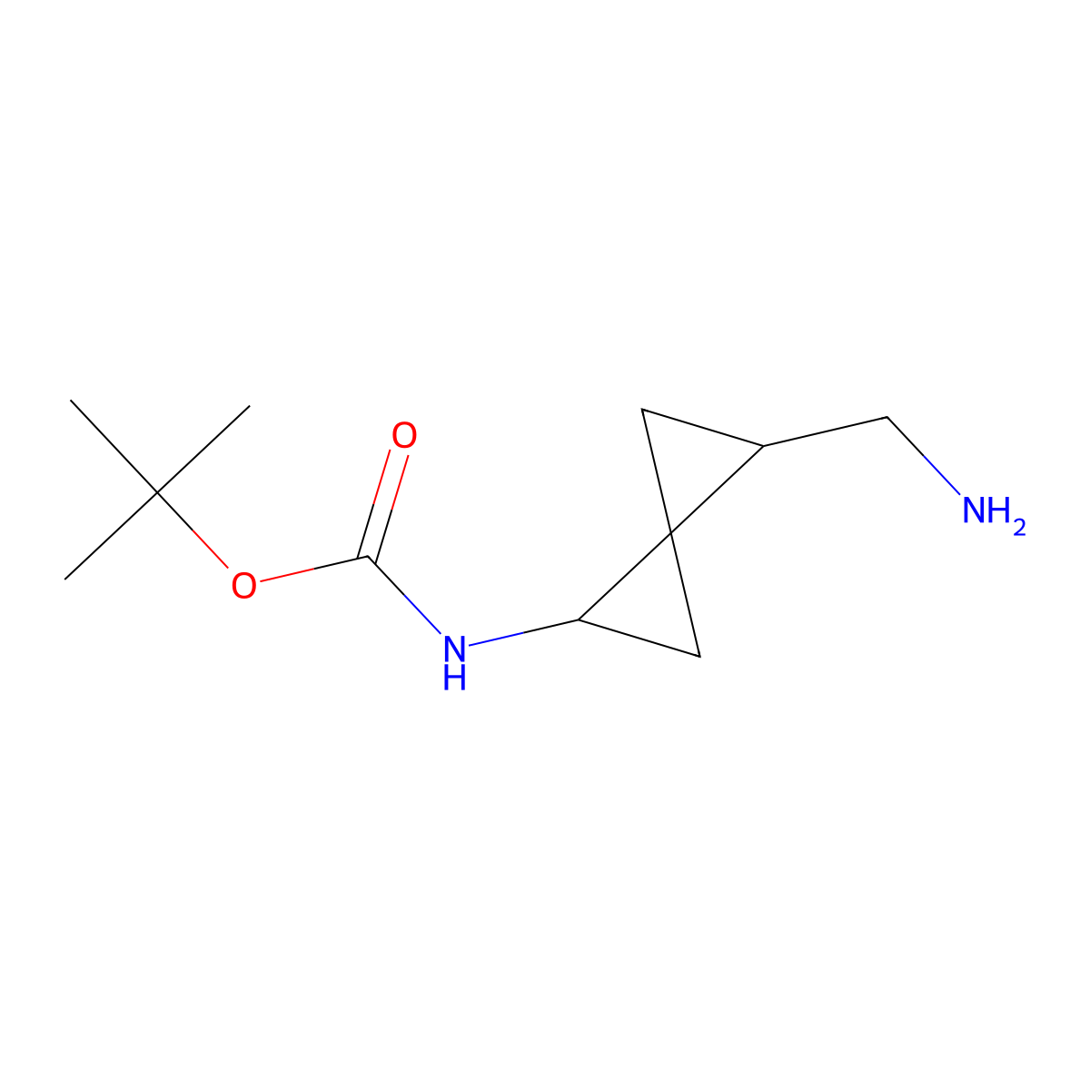 tert-butyl N-[4-(aminomethyl)spiro[2.2]pentan-1-yl]carbamate molecular structure, CAS 2920137-65-9