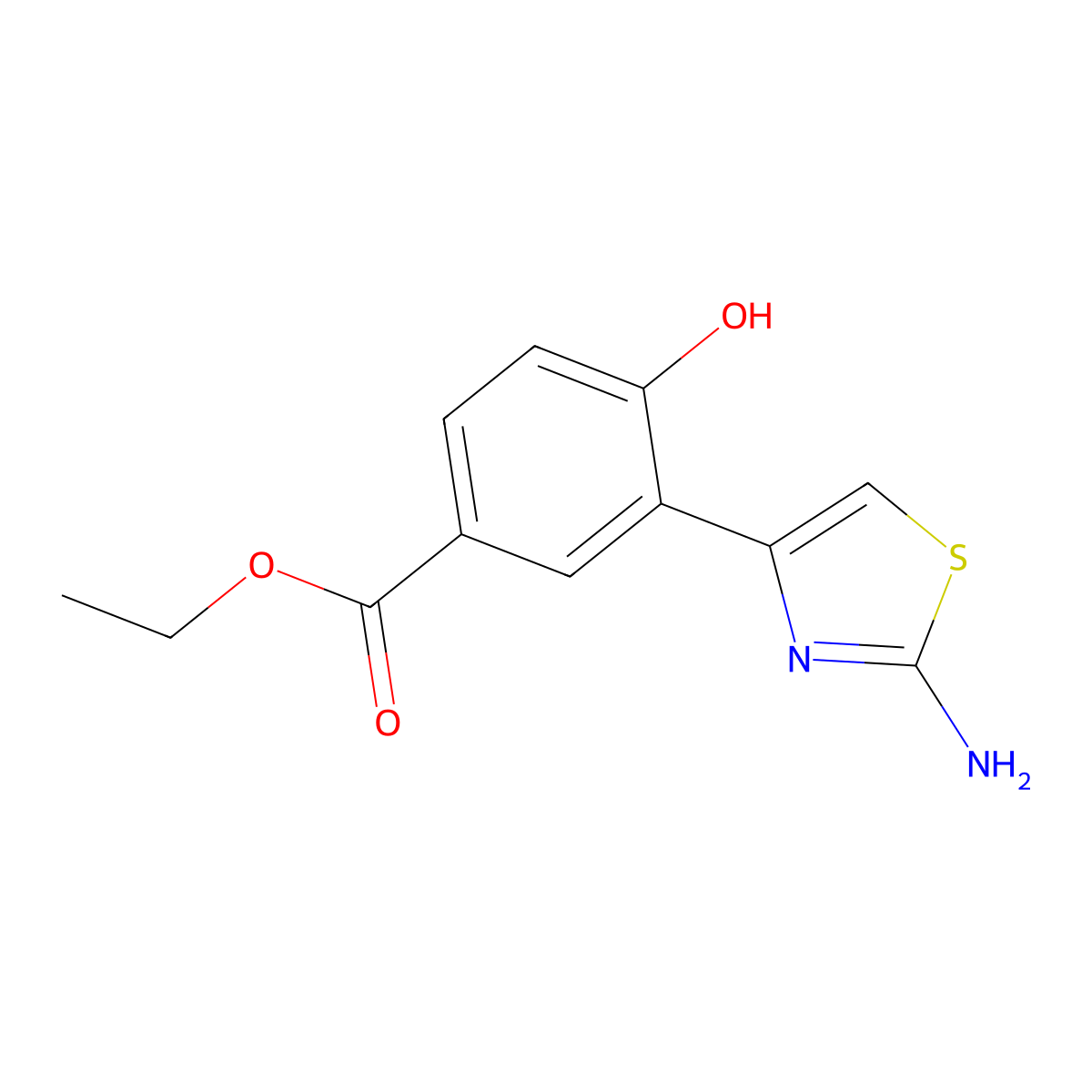 Ethyl 3-(2-amino-1,3-thiazol-4-yl)-4-hydroxybenzoate molecular structure, CAS 2920138-15-2