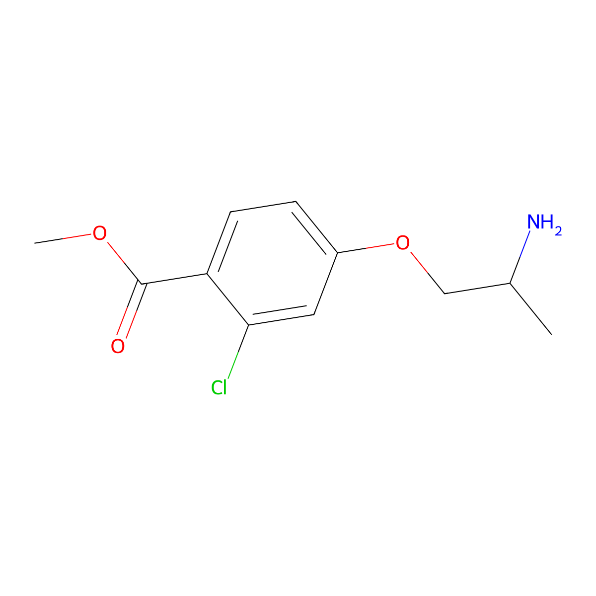 Methyl 4-(2-aminopropoxy)-2-chlorobenzoate molecular structure, CAS 2920138-40-3