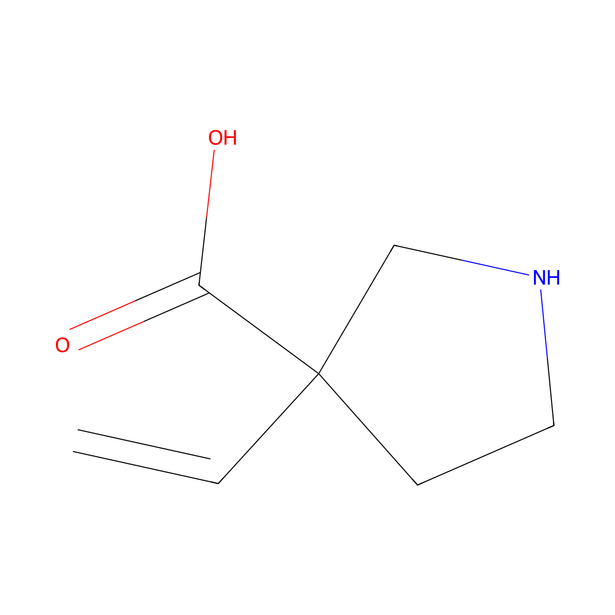 3-Ethenylpyrrolidine-3-carboxylic acid molecular structure, CAS 2920138-83-4