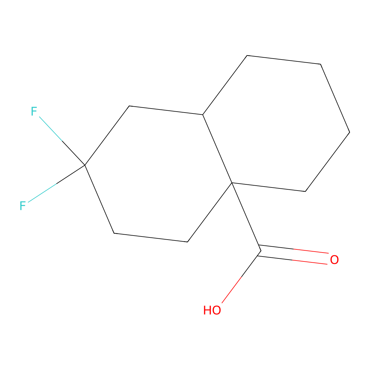 2,2-Difluoro-decahydronaphthalene-4a-carboxylic acid molecular structure, CAS 2920138-95-8