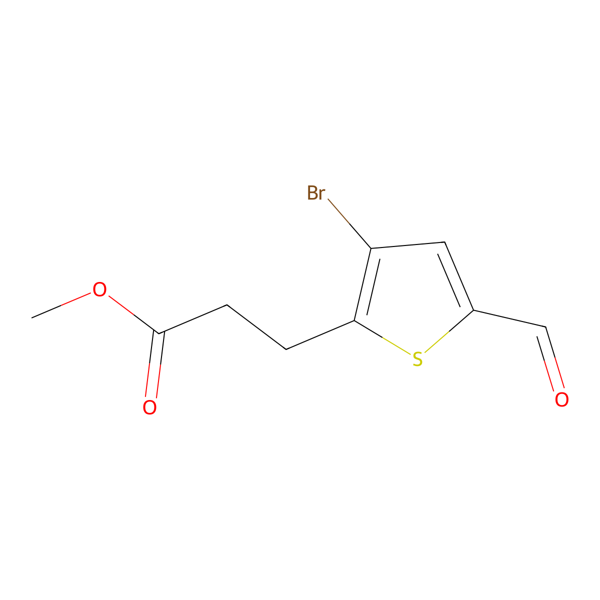 Methyl 3-(3-bromo-5-formylthiophen-2-yl)propanoate molecular structure, CAS 2920139-09-7