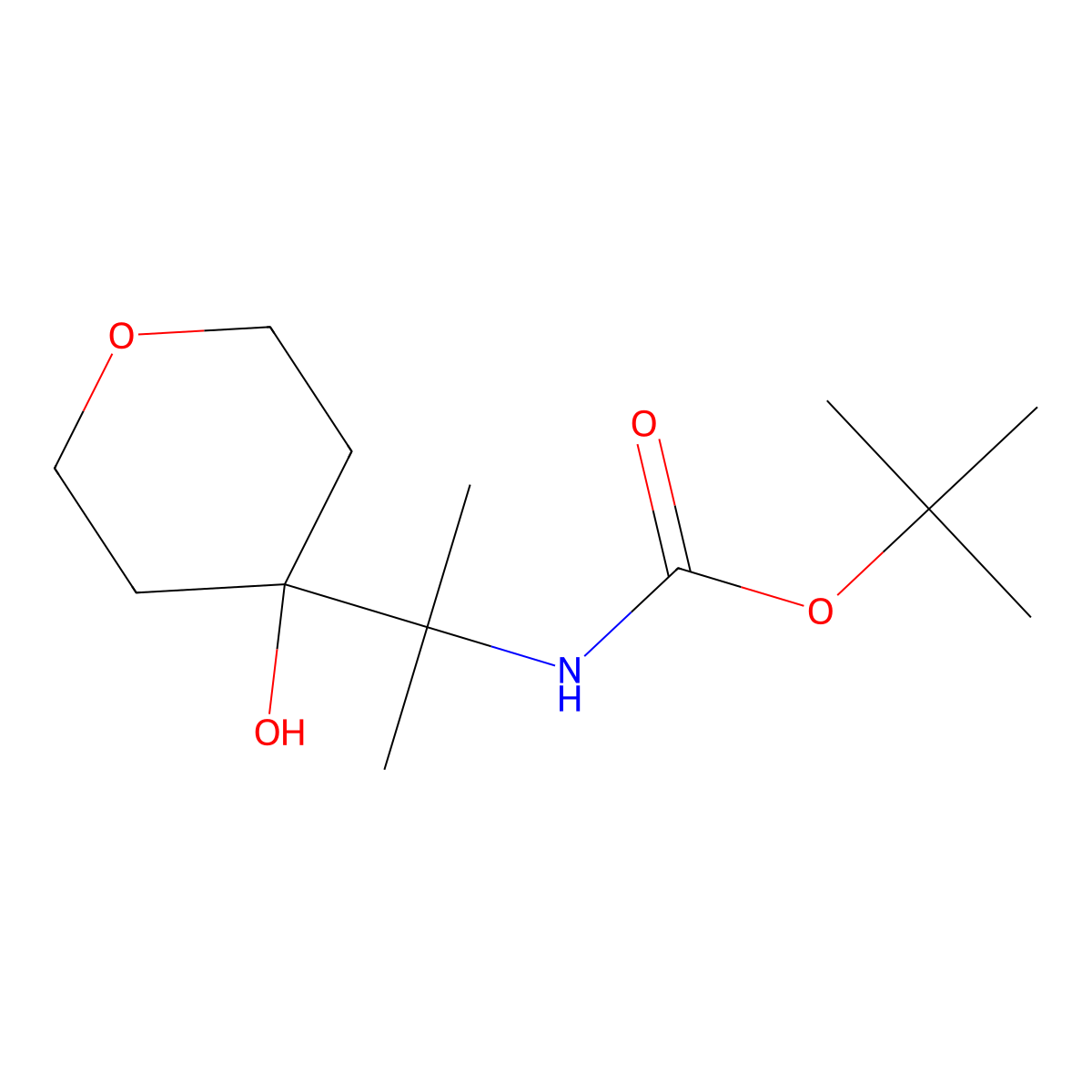 tert-butyl N-[2-(4-hydroxyoxan-4-yl)propan-2-yl]carbamate molecular structure, CAS 2920139-29-1