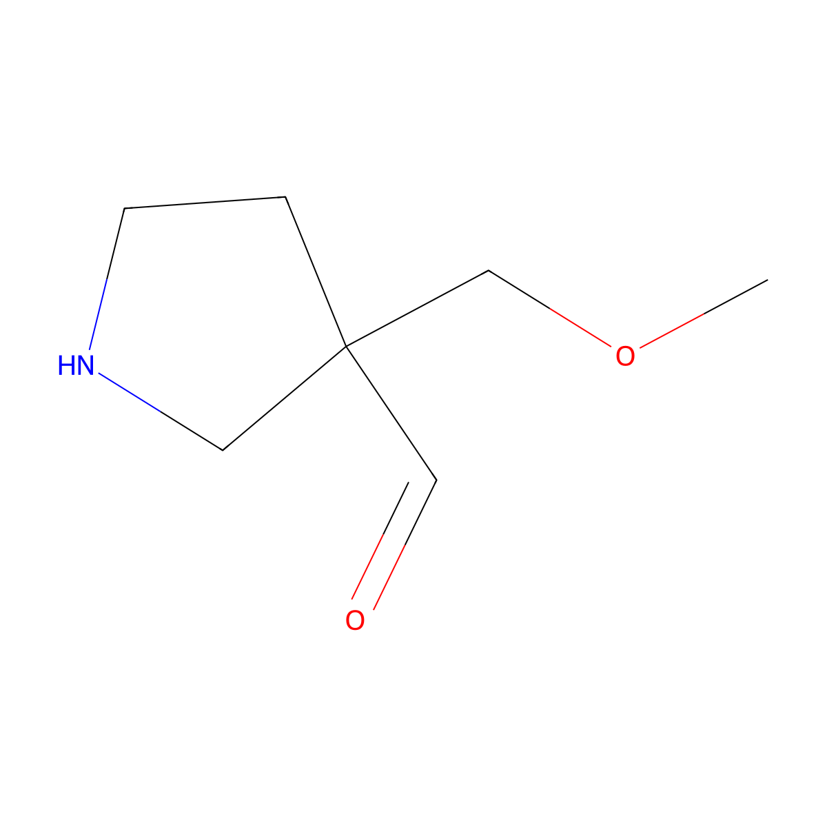 3-(Methoxymethyl)pyrrolidine-3-carbaldehyde molecular structure, CAS 2920140-54-9