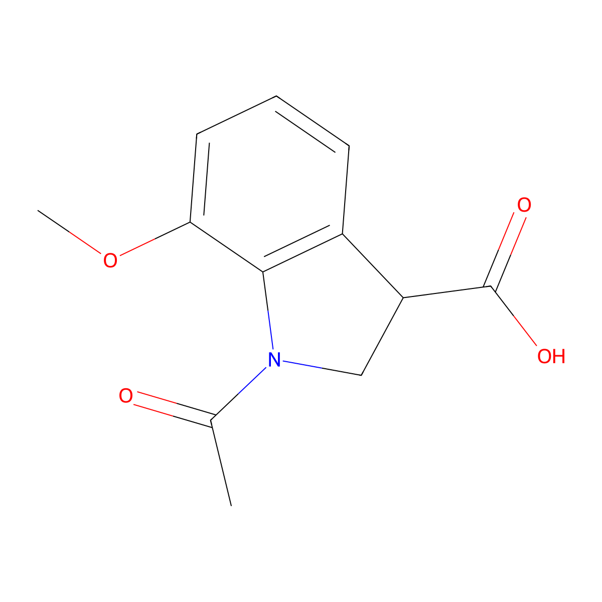 1-acetyl-7-methoxy-2,3-dihydro-1H-indole-3-carboxylic acid molecular structure, CAS 2920140-61-8