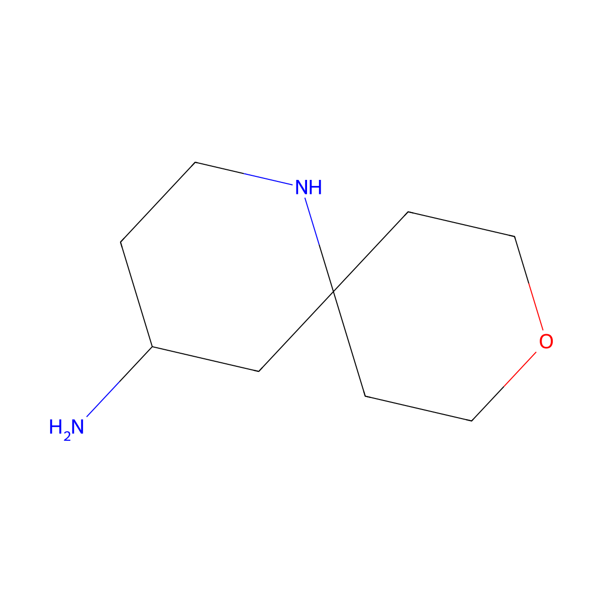 9-Oxa-1-azaspiro[5.5]undecan-4-amine molecular structure, CAS 2920140-69-6