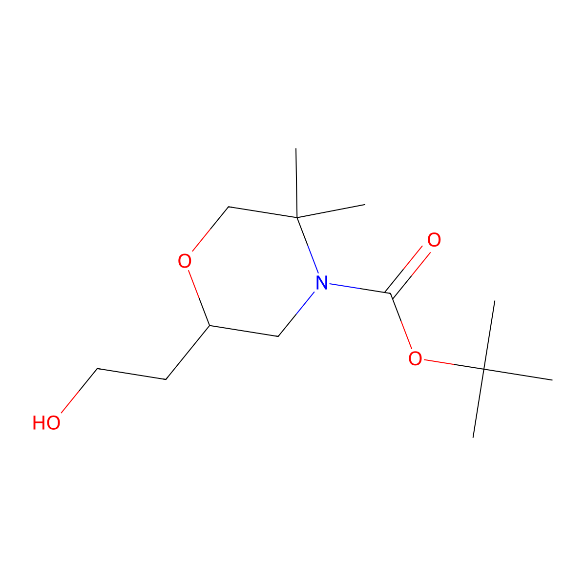 Tert-butyl 2-(2-hydroxyethyl)-5,5-dimethylmorpholine-4-carboxylate molecular structure, CAS 2920140-73-2