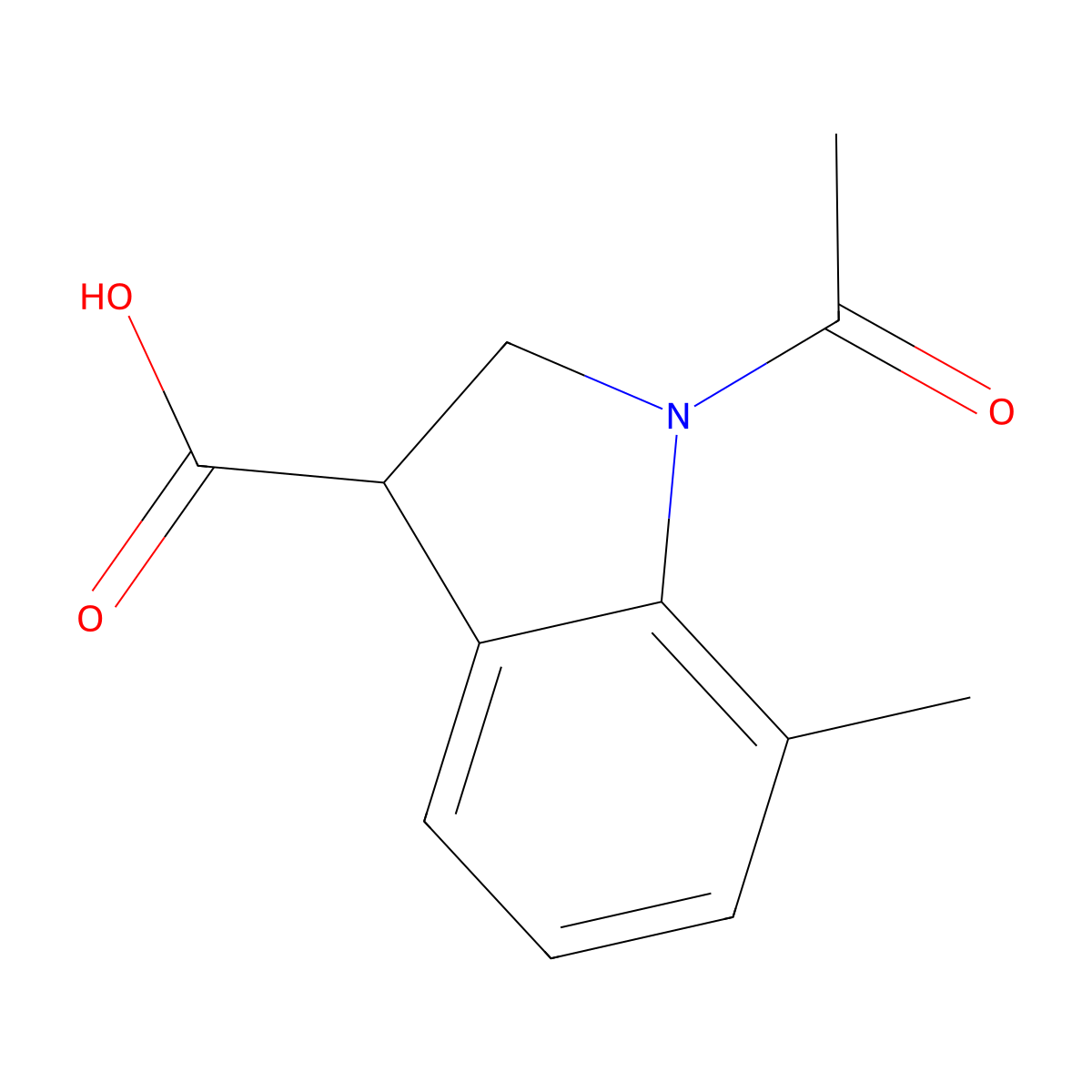 1-acetyl-7-methyl-2,3-dihydro-1H-indole-3-carboxylic acid molecular structure, CAS 2920140-97-0