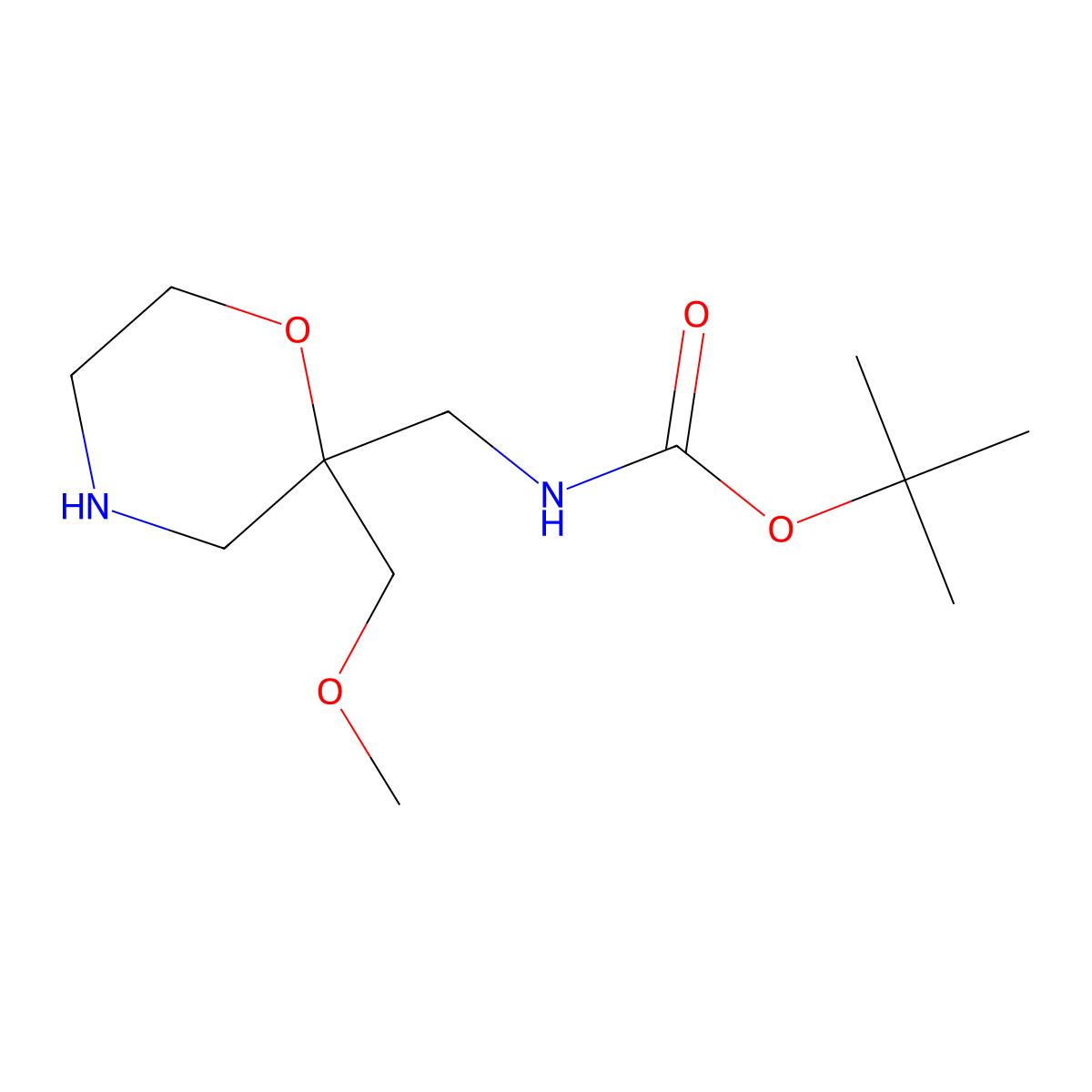 tert-butyl N-{[2-(methoxymethyl)morpholin-2-yl]methyl}carbamate molecular structure, CAS 2920141-09-7