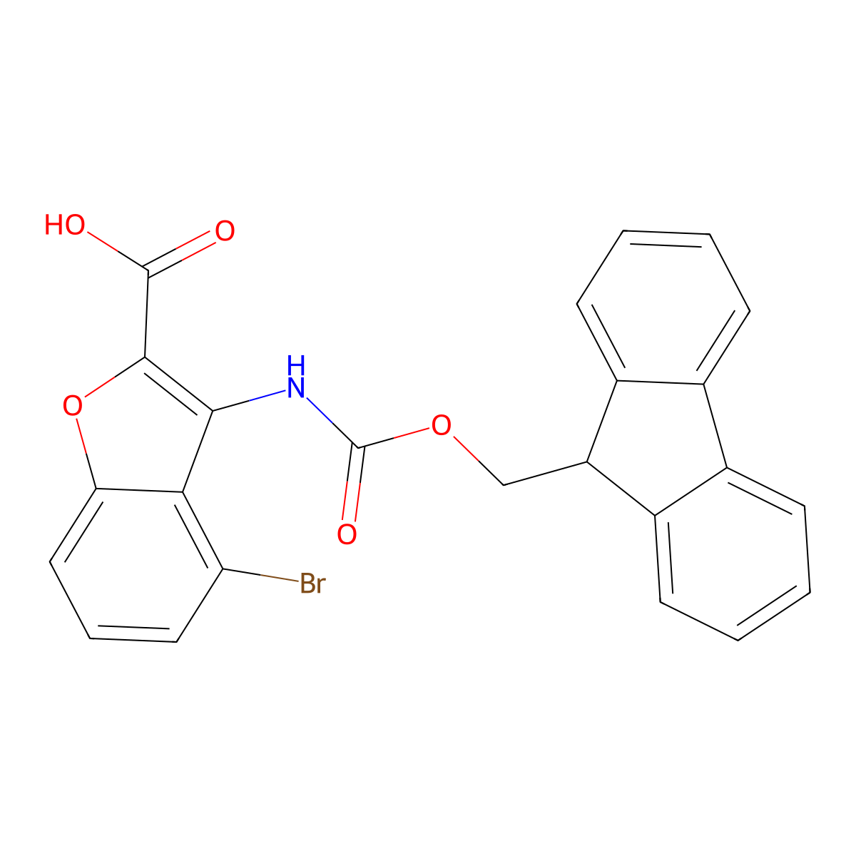 4-bromo-3-({[(9H-fluoren-9-yl)methoxy]carbonyl}amino)-1-benzofuran-2-carboxylic acid molecular structure, CAS 2920141-25-7