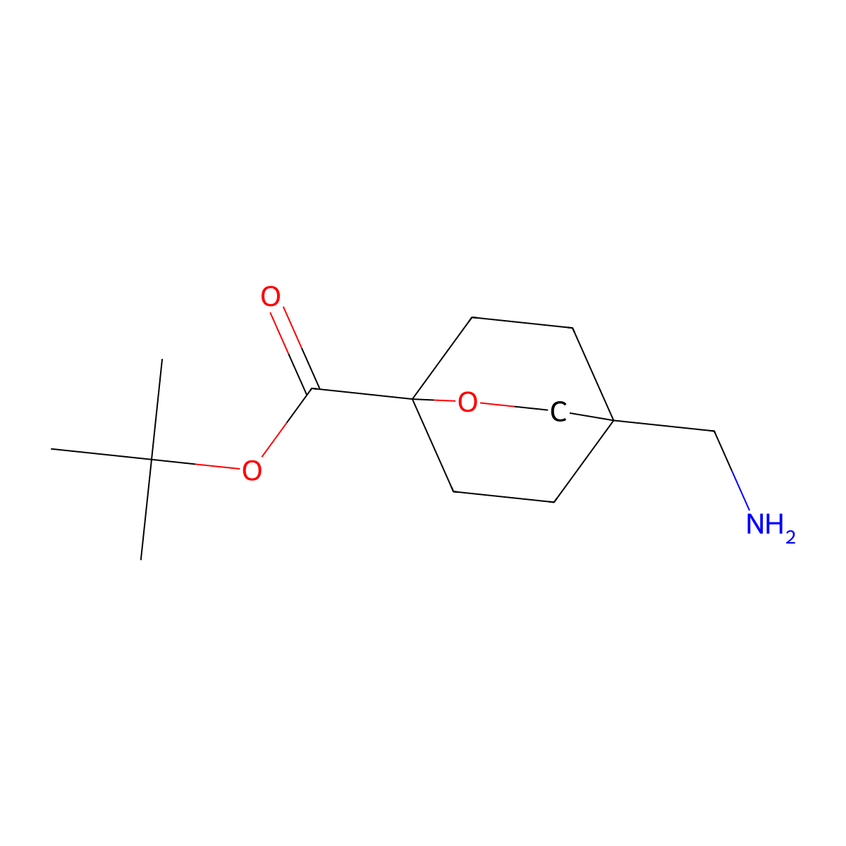 Tert-butyl 4-(aminomethyl)-2-oxabicyclo[2.2.2]octane-1-carboxylate molecular structure, CAS 2920141-86-0