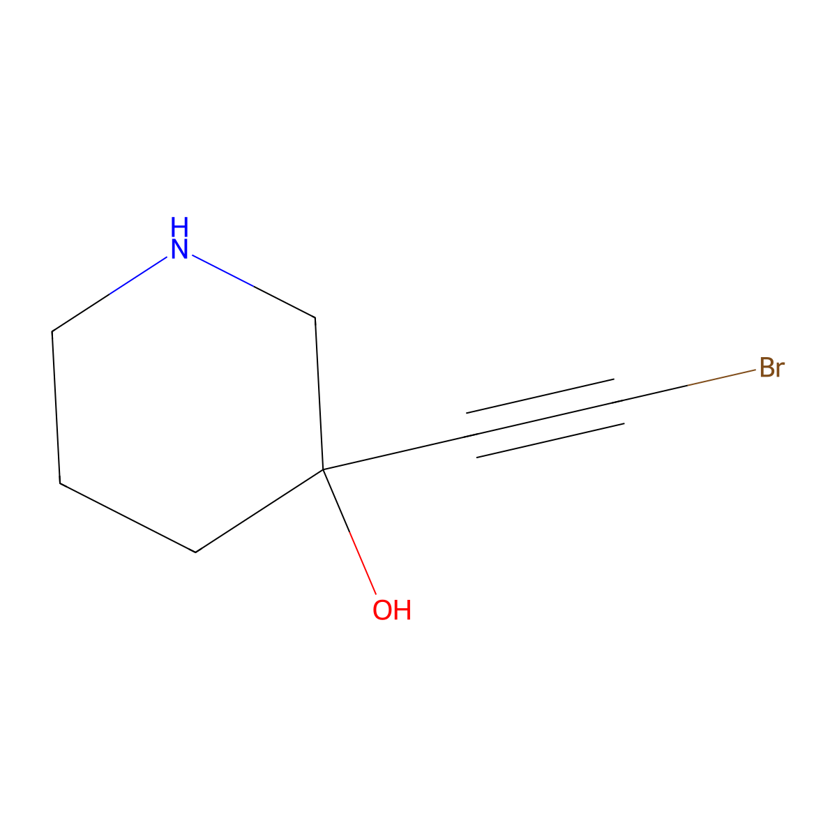 3-(2-Bromoethynyl)piperidin-3-ol molecular structure, CAS 2920141-98-4